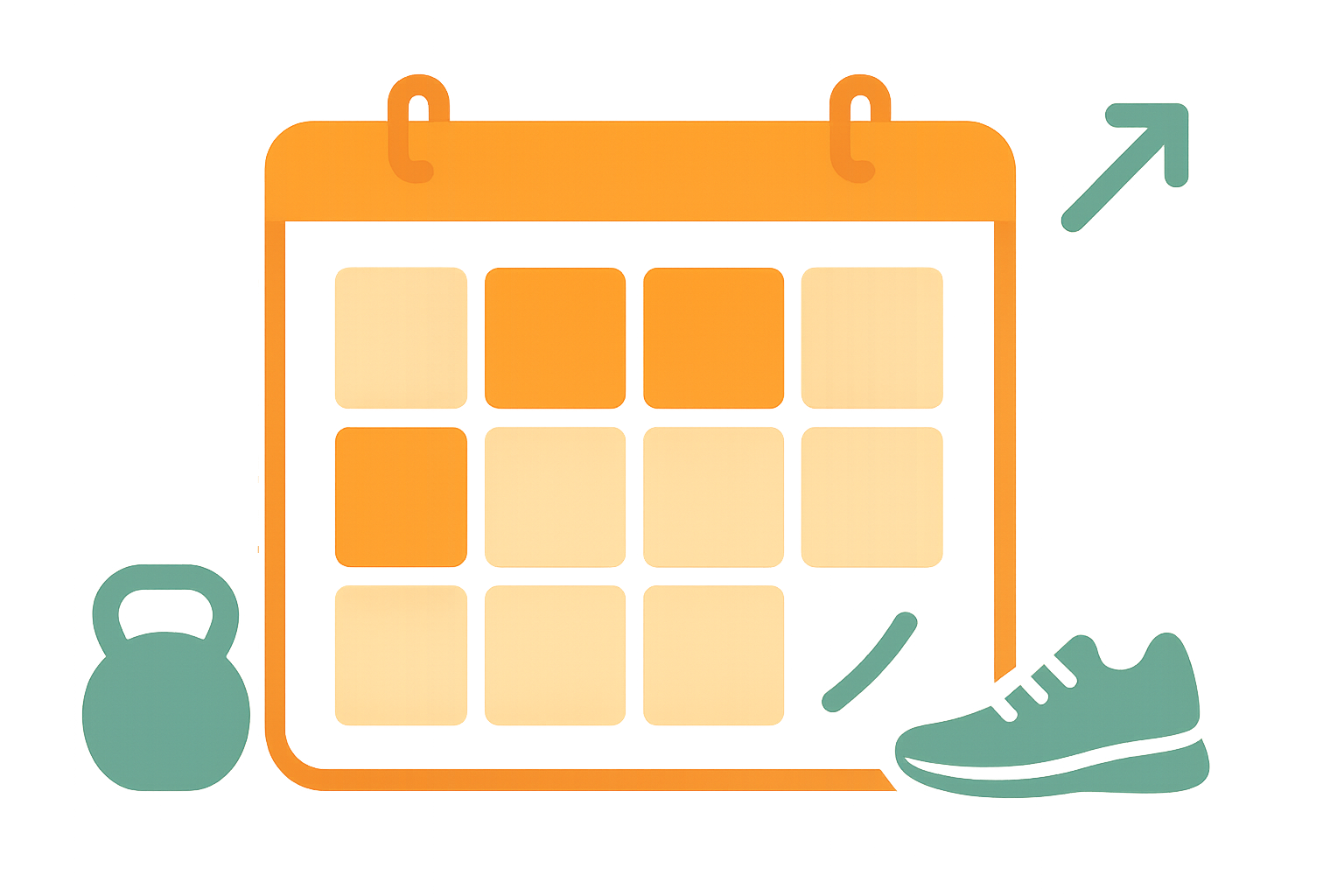 A simple weekly workout calendar with three training days highlighted